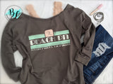 The Peach Pit | Raglan | Soft Cotton | Wide-Neck | Off Shoulder | Chic Raw-Edge Neck | Beverly Hills 90210 | TV tee | 3/4 Sleeve | Gray Tee