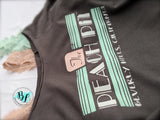 The Peach Pit | Raglan | Soft Cotton | Wide-Neck | Off Shoulder | Chic Raw-Edge Neck | Beverly Hills 90210 | TV tee | 3/4 Sleeve | Gray Tee