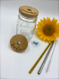 Engraved Customized Bamboo Lid w/ straw | Wide Mouth | NO Vinyl | Dishwasher Safe | Reusable Boba Cup lid| Monogramed Bamboo | Minimalist
